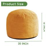 HIGOGOGO Round Stuffed Pouf Ottoman, Corduroy Poufs with Foam Chunk Filling, Furry and Fluffy Pouf Foot Stool Storage Ottoman, 20 X 15 Floor Poufs Foot Rest for Living Room, Orange