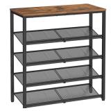 VASAGLE Shoe Rack for Entryway, 5-Tier Shoe Rack Organizer with Storage Shelves and Spacious Top, Freestanding, Adjustable, Industrial, Rustic Brown and Ink Black ULBS038B01