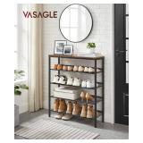 VASAGLE Shoe Rack for Entryway, 5-Tier Shoe Rack Organizer with Storage Shelves and Spacious Top, Freestanding, Adjustable, Industrial, Rustic Brown and Ink Black ULBS038B01