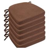 Sunsleek Chair Cushions for Dining Chairs, D-Shaped Seat Cushions with Removable Washable Cover and Ties, Chair Pads for Kitchen, Indoor Dining Room, Patio Chairs, 17