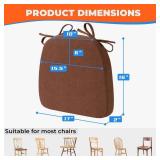 Sunsleek Chair Cushions for Dining Chairs, D-Shaped Seat Cushions with Removable Washable Cover and Ties, Chair Pads for Kitchen, Indoor Dining Room, Patio Chairs, 17