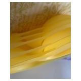 Plastic Plates (11), Vintage Cups (8) and Wire Trash Basket