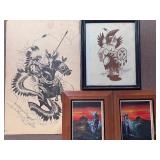 Native American Art, Post Cards in Frames