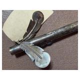 Sterling Silver Native American Flute w/ Turquoise Accents and Feather Fetishes