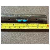 Sterling Silver Native American Flute w/ Turquoise Accents and Feather Fetishes