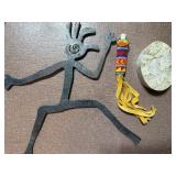 Native American Metal Art, Key Chain and Stone Trinket Box