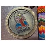Native American Bronze Coasters, Key Chain and Earrings