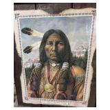 Native American Art and Postcard on Wood