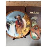 Native American Plate, Wedding Vase and 2 Books