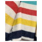 Native American-Style Wool Vest Adorned w/ Antler Buttons, Leather Pocket and Beads