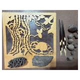 Racoon Wood Art, Pods, Porcupine Quills, Petrified Wood