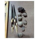 Racoon Wood Art, Pods, Porcupine Quills, Petrified Wood