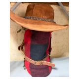 AussieBush Hat and Marlboro Rolled Blanket