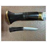 Kukri Knife Marked Nepal 2002 w/ 2 Unmarked Knives in Sheath