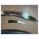 Kukri Knife Marked Nepal 2002 w/ 2 Unmarked Knives in Sheath