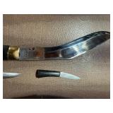 Kukri Knife Marked Nepal 2002 w/ 2 Unmarked Knives in Sheath