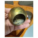 Vintage Collapsible Wood Apple Bowl and Brass Bell