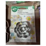 Cookie Cutters, Fondant Cut-Outs and Small Glass Bowls in Plastic Tote