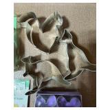 Cookie Cutters, Fondant Cut-Outs and Small Glass Bowls in Plastic Tote