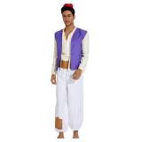 Angelaicos Mens Arab Prince Costume Fairy Tale Suits Halloween Cosplay Party Hat (S) Purple