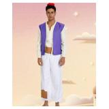 Angelaicos Mens Arab Prince Costume Fairy Tale Suits Halloween Cosplay Party Hat (S) Purple