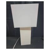 Elegant Designs LT1025-WHT Modern Leather Table Lamp with White Fabric Shade, White