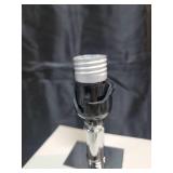 Elegant Designs LT1025-WHT Modern Leather Table Lamp with White Fabric Shade, White