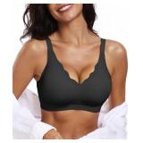 OEAK Womens Wireless Bras Push Up Support Full Coverage Bralettes No Underwire Bra Comfortable Everyday Seamless Tshirt Bras Black M