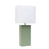 Elegant Designs Modern Leather Table Lamp Sage Green, Retail $50