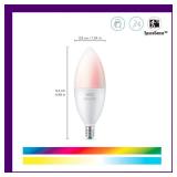 WiZ Connected 40W B12 Smart Candle-shape, E12 base, Full Color, Dimmable, 1-Pack, Indoor, Connect to Wi-Fi, Control Voice or App + Activate with Motion, Matter Compatible