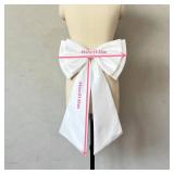 saqulopr Detachable 2 Layers Satin Bow for Wedding Dress Bowknot 15.35" Width 21.65" Tail (White-satin tail)