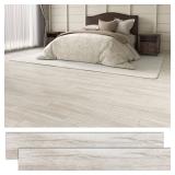 54 Sq.Ft. Peel and Stick Vinyl Floor Tiles 36" x 6" Wood Look Planks, 36 Pack Waterproof Self-Adhesive Flooring Tiles, DIY for Renter, Kitchen, Living Room, RV, Washed White Retail- $80