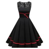 Bbonlinedress Women 1950s Dresses Lace Cocktail Vintage Retro Rockabilly Teens A-Line Sleeveless Tea Party 60s New Yesr Dress Black L
