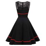 Bbonlinedress Women 1950s Dresses Lace Cocktail Vintage Retro Rockabilly Teens A-Line Sleeveless Tea Party 60s New Yesr Dress Black L