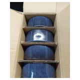 Famiware Star Dinnerware Set with Pasta Bowls, Service for 4 (16pcs), Ribbed Stoneware Plates and Double Bowls Dishes Sets - Chip & Scratch Resistant, Microwave & Dishwasher Safe, Nebulas Blue