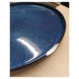 Famiware Star Dinnerware Set with Pasta Bowls, Service for 4 (16pcs), Ribbed Stoneware Plates and Double Bowls Dishes Sets - Chip & Scratch Resistant, Microwave & Dishwasher Safe, Nebulas Blue