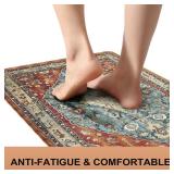 Collive Boho Kitchen Mats 2PCS, Cushioned Kitchen Mat for Floor Anti Fatigue Waterproof Kitchens Rugs Set of 2, Non Skid Comfort Standing Rug for Office, Sink, Laundry, 17"x30"+17"x47"