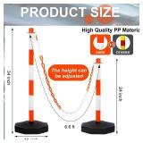 Amylove 12 Packs Traffic Delineator Post Cone with Base, Traffic Cones Safety Cones Caution Cones Plastic Stanchion Chain Safety Barriers with 6.6 Feet Link Chain and S Hooks for Parking Lot (Orange)