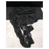 Milumia Women Y2K Floral Mesh Tank Tops Sleeveless Lettuce Trim Punk Tops with Scarf Dark Grey X-Large