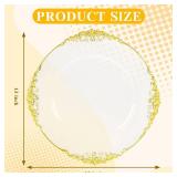 ejonirinjonir EI 20pcs Clear and Gold Charger Plate for Dinner Plates Table Disposable Charger Plate & Service Plates Bulk Gold for Wedding,Party, Retail $50