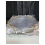 ejonirinjonir EI 20pcs Clear and Gold Charger Plate for Dinner Plates Table Disposable Charger Plate & Service Plates Bulk Gold for Wedding,Party, Retail $50