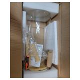 Beverage Dispenser 2.9 Gallon with Spigot Glass Water Dispenser for Parties, Bars, Restaurants (11 L) with Wood Stand Drink Dispensers, Retail $80