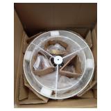 3-Light Semi Flush Mount Ceiling Light,16\" Close to Ceiling Light Fixtures with Farmhouse Fabric Linen Shade, Double Drum Gold Flush Mount Ceiling Light for Bedroom Living Room Kitchen Dining Room Re