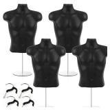 Geetery 4 Pack Male Mannequin Torso Half Body Mannequin with Stand and Hanging Hook Stackable Dress Form Hollow Back for Tshirt Display, Countertop, Craft Shows, Photos and Design, Small-Medium Size R