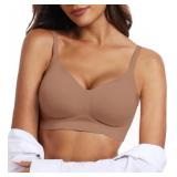 OEAK Womens Wireless Bras Comfortable Push Up Bra No Underwire Bra Full Support Lift Bralette Everyday Seamless Tshirt Bras Coffee M