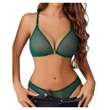 Avidlove Lingerie Set for Women Mesh Bra and Panty Sets 2 Piece Sexy Underwear Sheer Babydoll Outfits Green