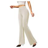 keriffe Womens Bootcut Dress Pants High Waist Stretchy Business Work Casual Trousers with Back Pockets Office Slacks Khaki Large