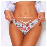 QOVOQ Thong underwear for women,No Show Breathable Cotton Womens Thongs Underwear Seamless Thongs for Women (Multicoloured E-10pack, Large)