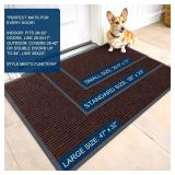 OLANLY Front Door Mat Indoor Outdoor Entrance, Waterproof Heavy Duty Doormat, Fade Resistant, Low Profile, Easy Clean Patio Porch Welcome Floor Mats for Entry, 59x35, Brown Retail- $71