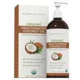 Viva Naturals Organic Fractionated Coconut Oil, 16 fl oz Skin & Hair Moisturizer, Massage Oil, Carrier Oil for Essential Oils
